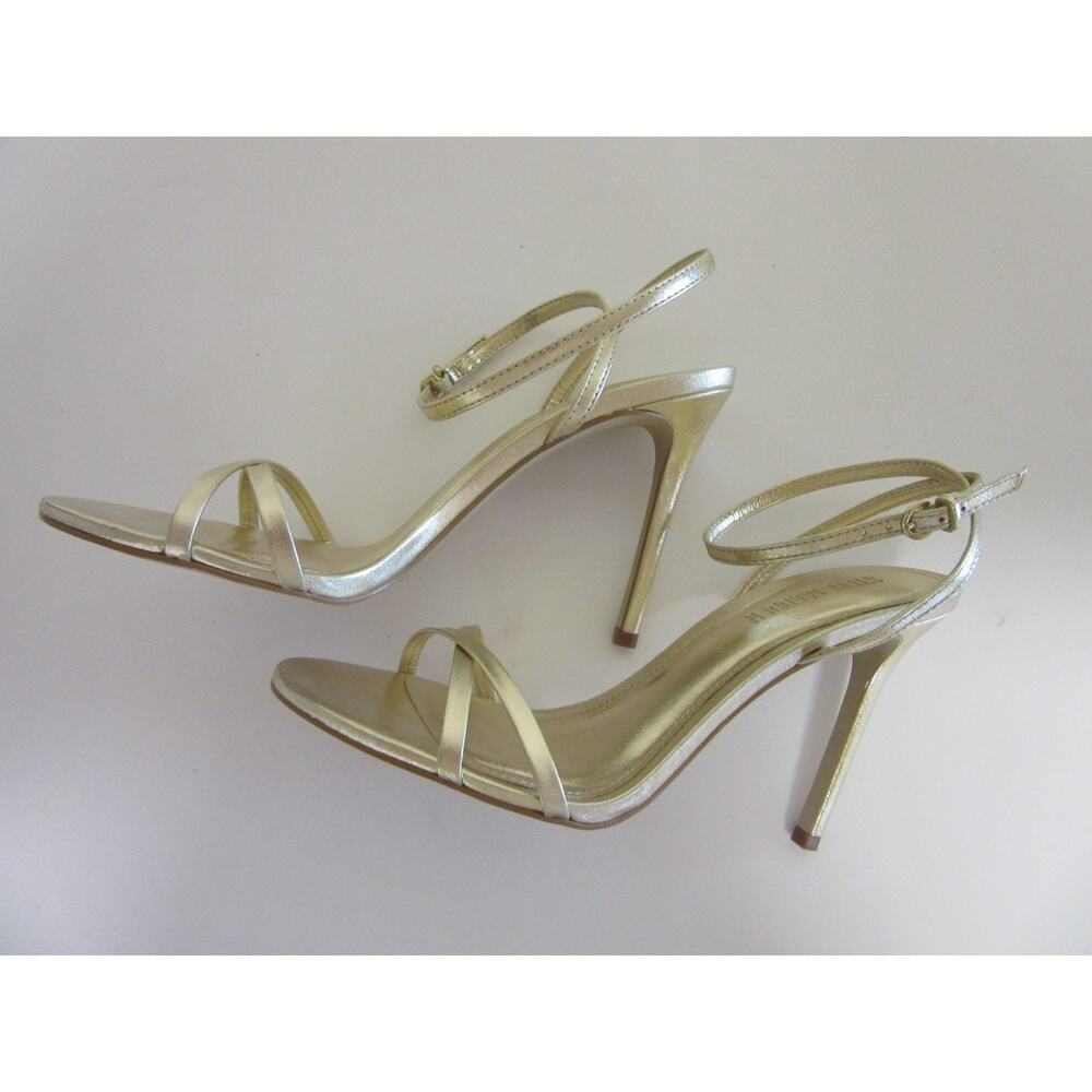 STEVE MADDEN Jypsey Gold Metallic 8.5 Strappy Ankle Closure Open Toe Heels - Picture 6 of 7